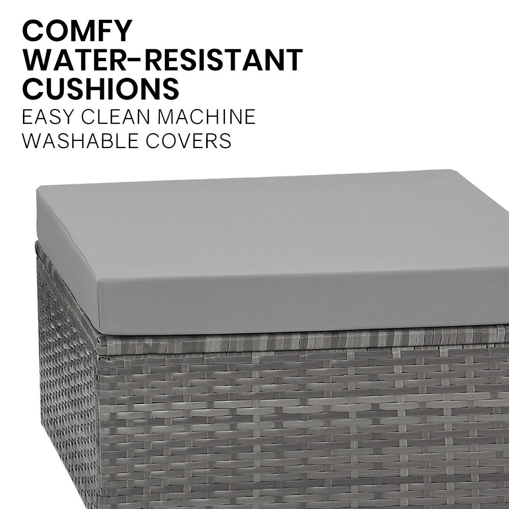 5-Piece Outdoor Lounge Set with Ottoman & Table, Modular Design, Grey