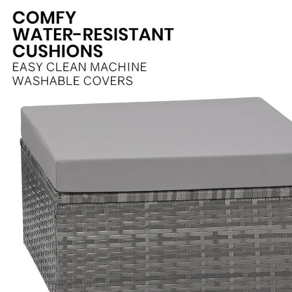 5-Piece Outdoor Lounge Set with Ottoman & Table, Modular Design, Grey