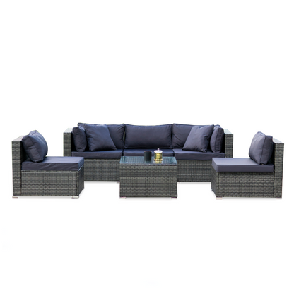 5 Seater Modular Outdoor Lounge Set with Coffee Table, Grey Wicker