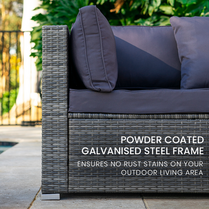 5 Seater Modular Outdoor Lounge Set with Coffee Table, Grey Wicker