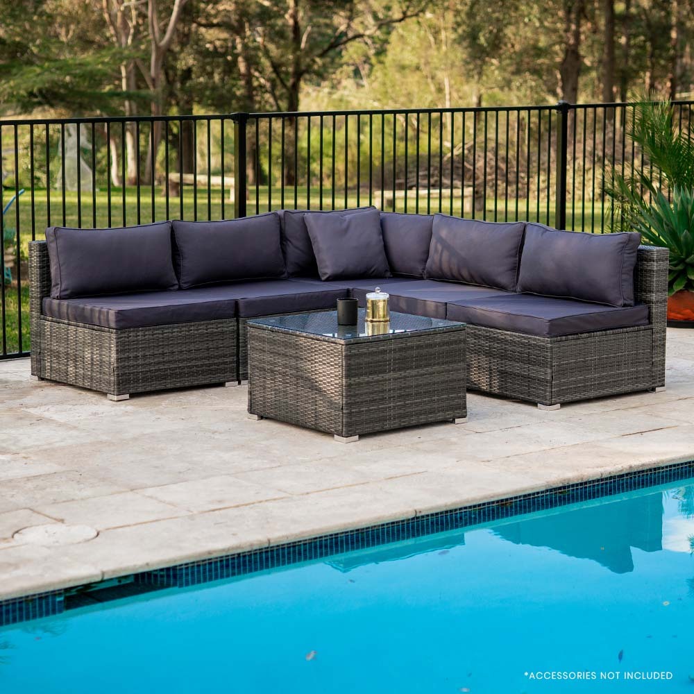 5-Seater Modular Outdoor Lounge Set with Coffee Table, Grey