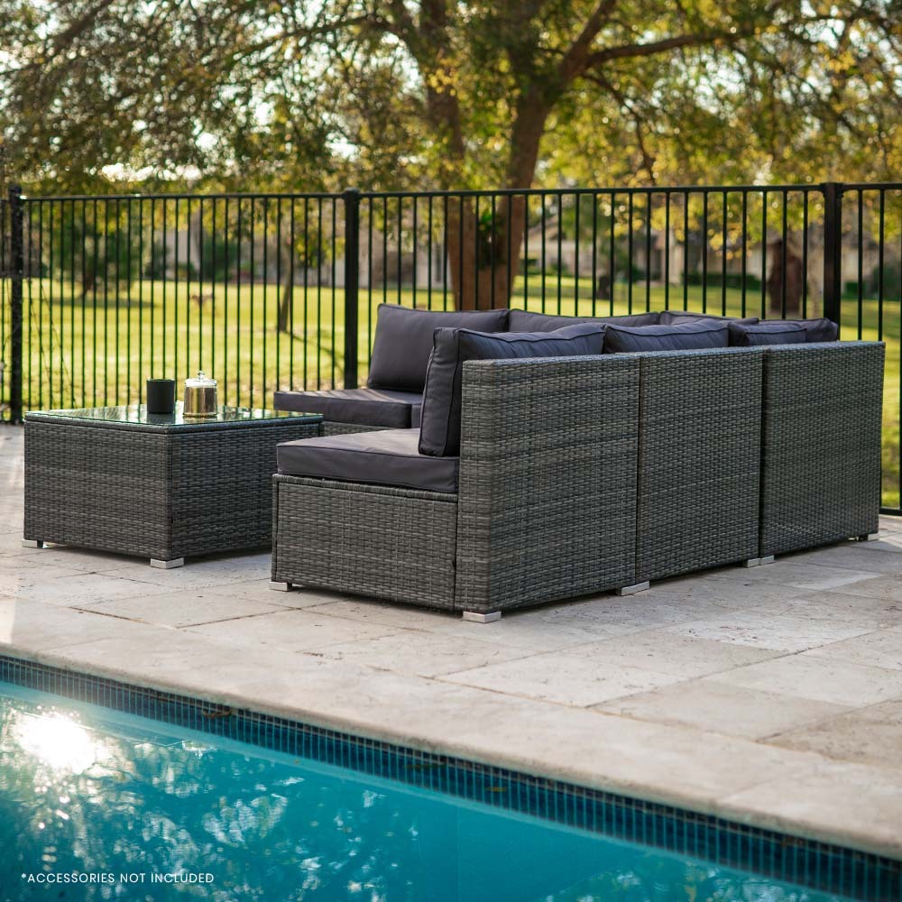 5-Seater Modular Outdoor Lounge Set with Coffee Table, Grey