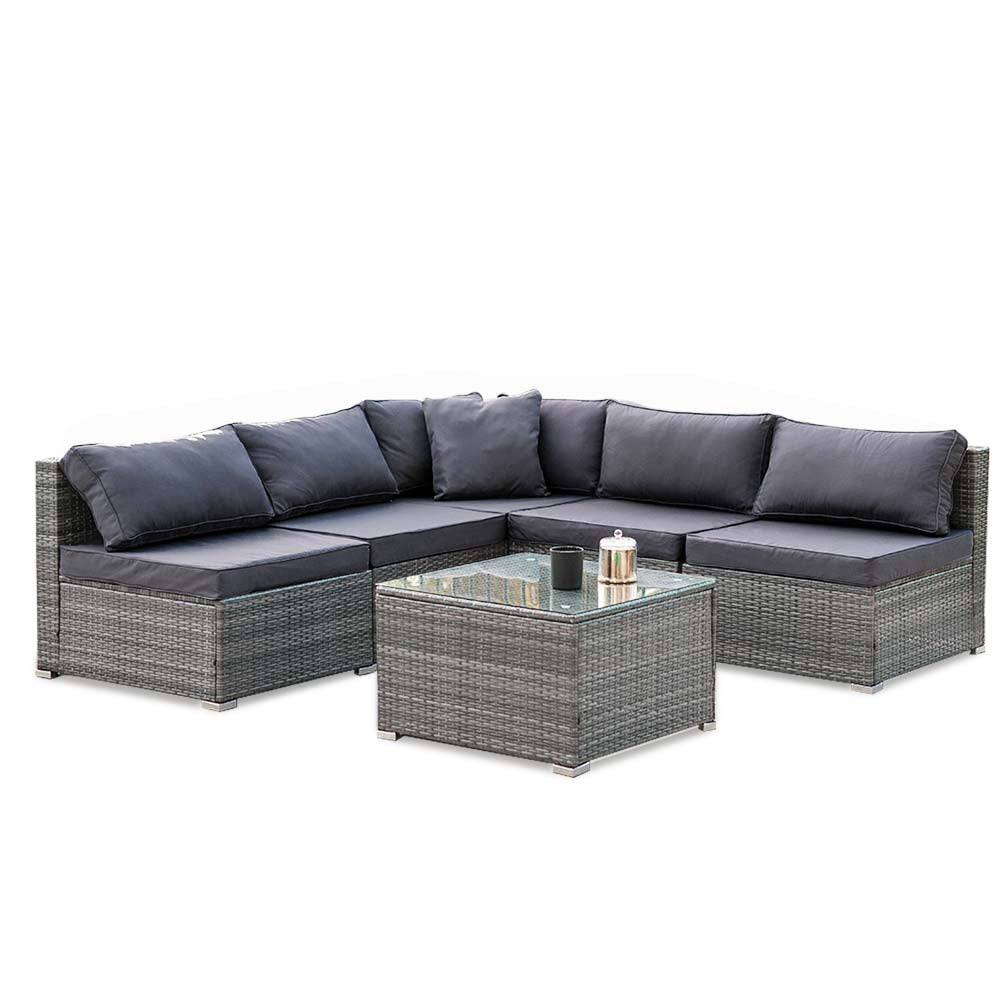 5-Seater Modular Outdoor Lounge Set with Coffee Table, Grey