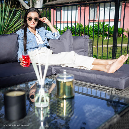 5-Piece Modular Outdoor Lounge Set with Coffee Table and Ottoman, Grey