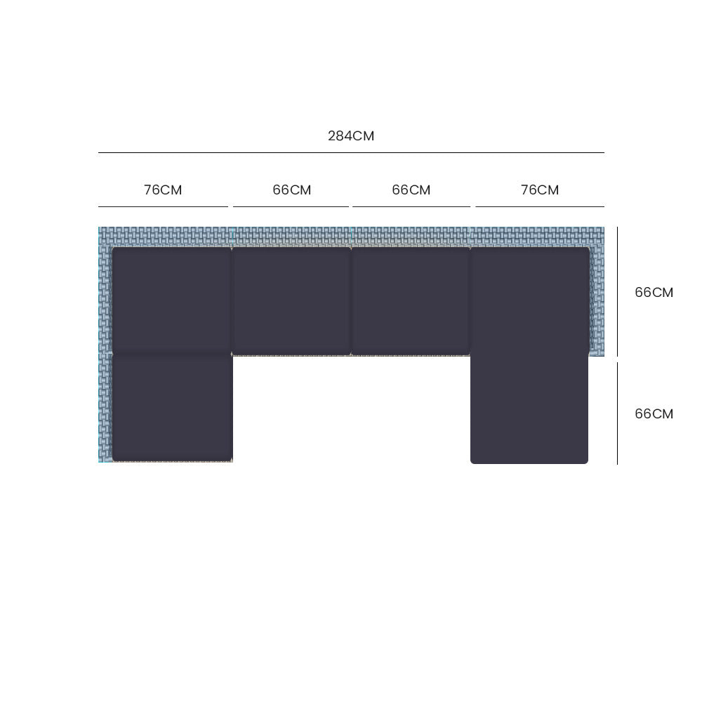 6-Piece Modular Outdoor Lounge Set with Ottoman, Grey - Rust-Free & UV-Resistant