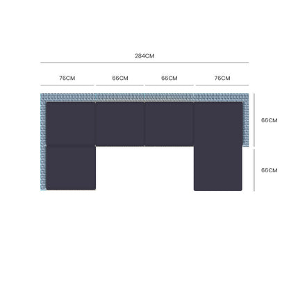 6-Piece Modular Outdoor Lounge Set with Ottoman, Grey - Rust-Free & UV-Resistant