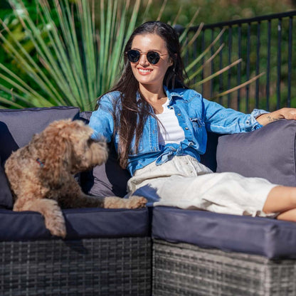 6-Piece Modular Outdoor Lounge Set with Ottoman, Grey - Rust-Free & UV-Resistant
