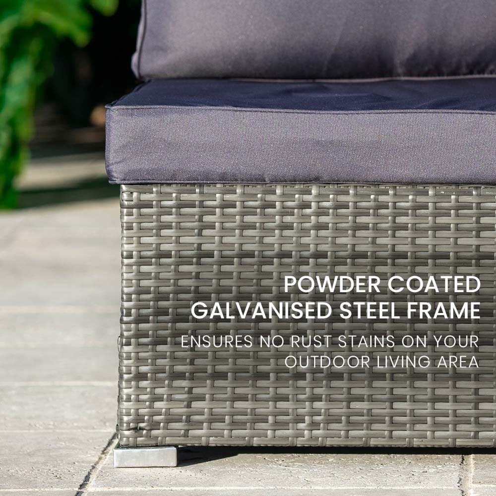 7-Piece Modular Outdoor Lounge Set with Coffee Table - Grey, 6 Seater