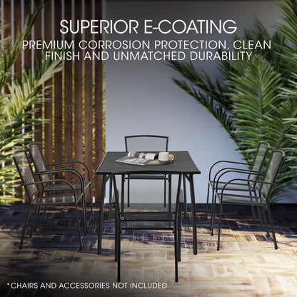 150x90cm Outdoor Dining Table with E-Coating, Rectangular, Weather-Resistant
