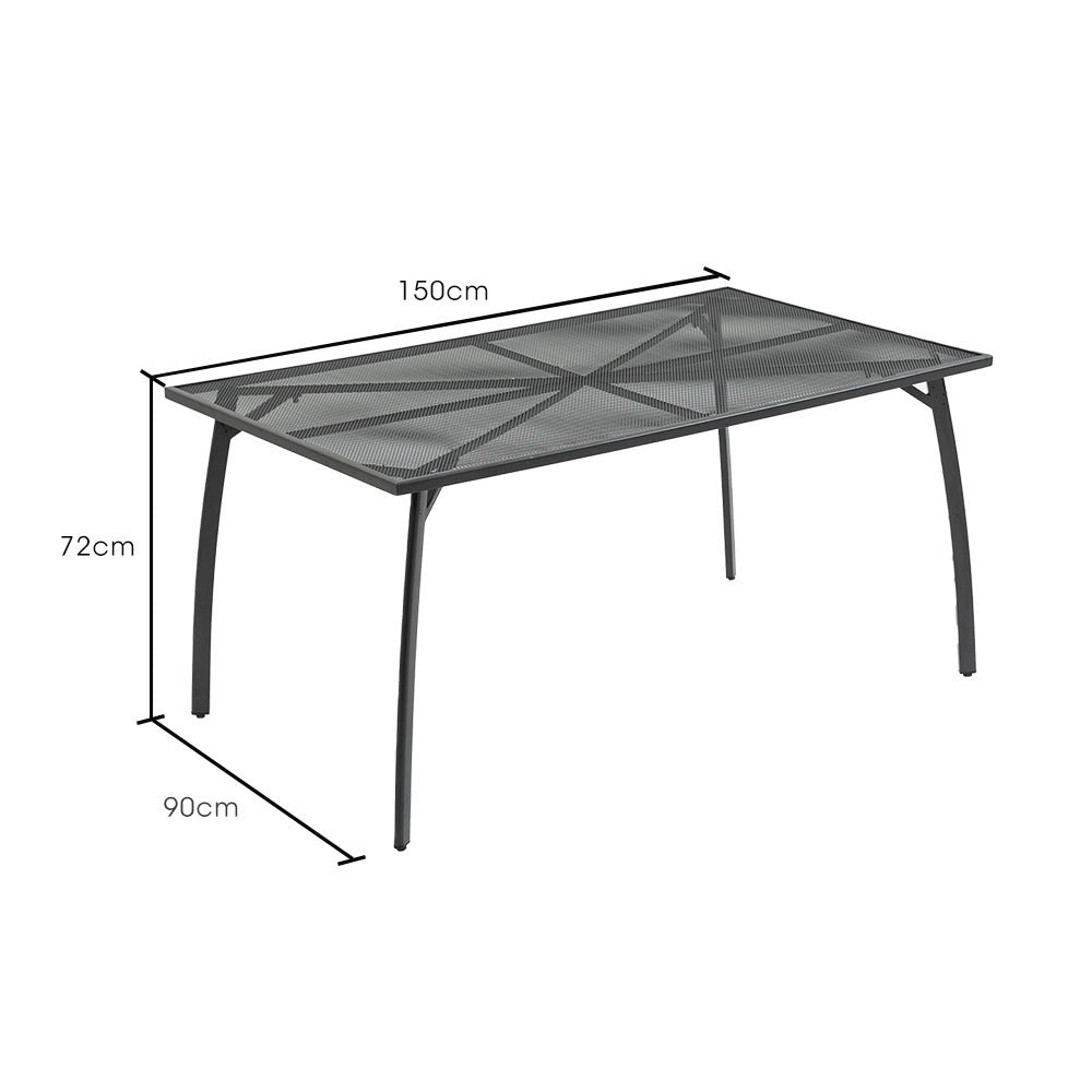 150x90cm Outdoor Dining Table with E-Coating, Rectangular, Weather-Resistant