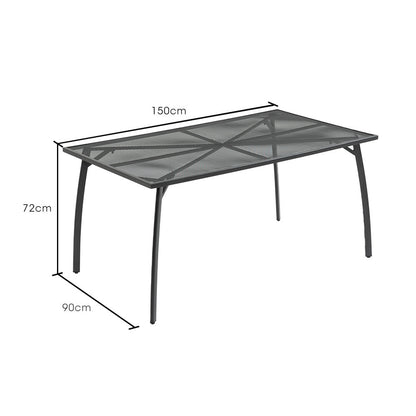 150x90cm Outdoor Dining Table with E-Coating, Rectangular, Weather-Resistant