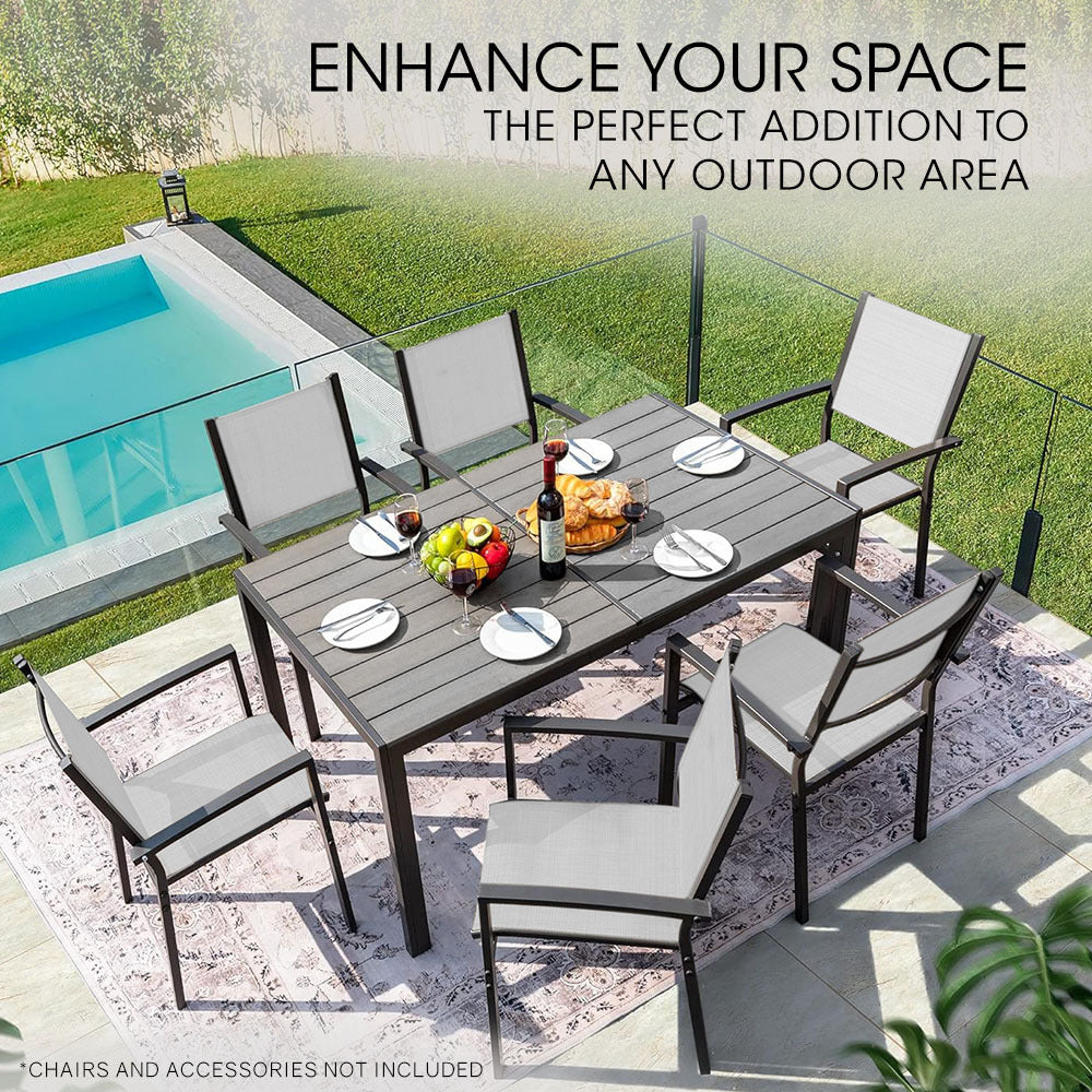 Rectangular Outdoor Dining Table 1.5x0.9m - Durable Polywood & Rust-Resistant Frame