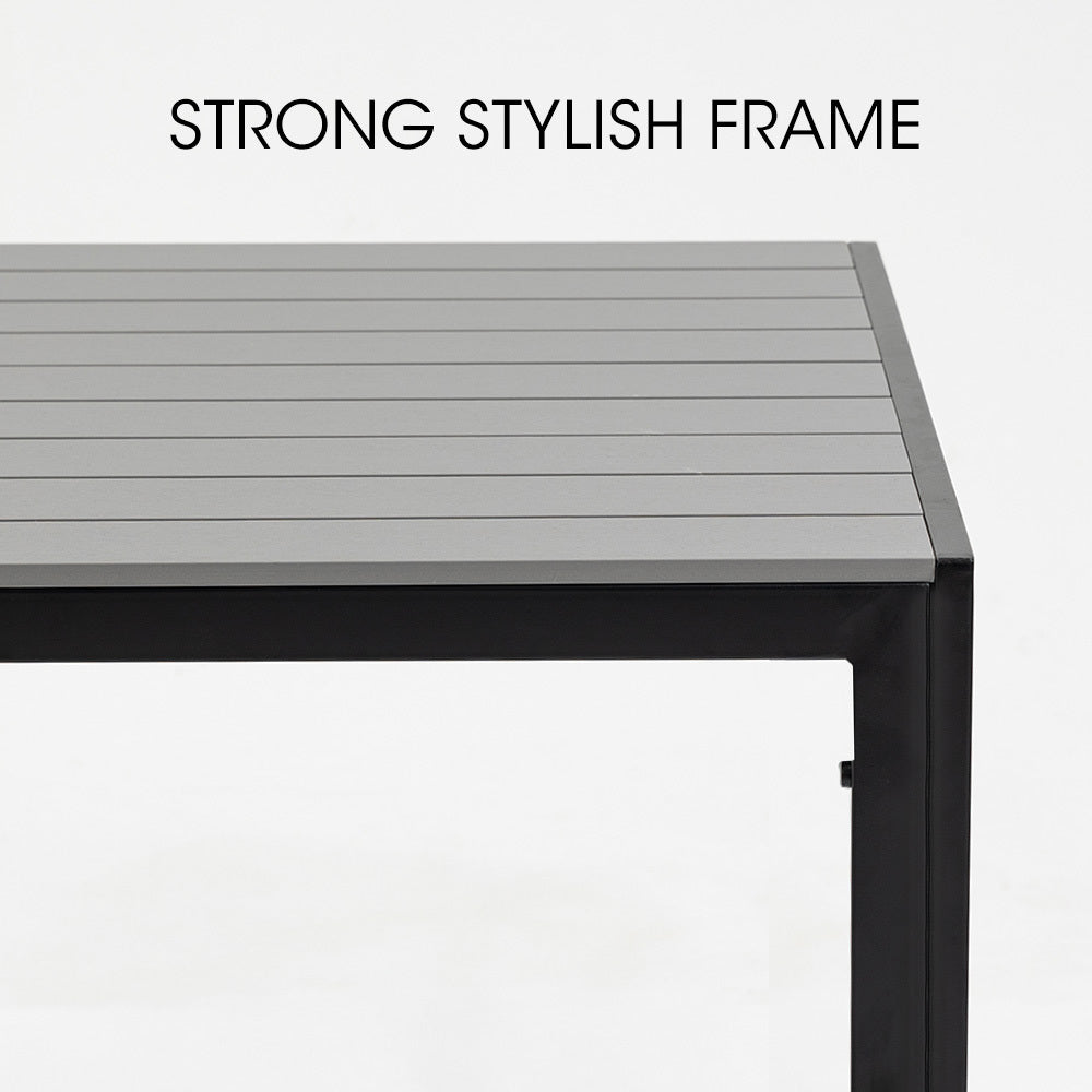 Rectangular Outdoor Dining Table 1.5x0.9m - Durable Polywood & Rust-Resistant Frame