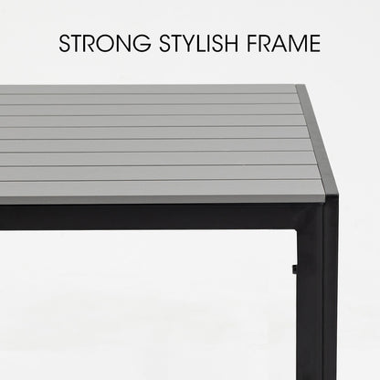 Rectangular Outdoor Dining Table 1.5x0.9m - Durable Polywood & Rust-Resistant Frame