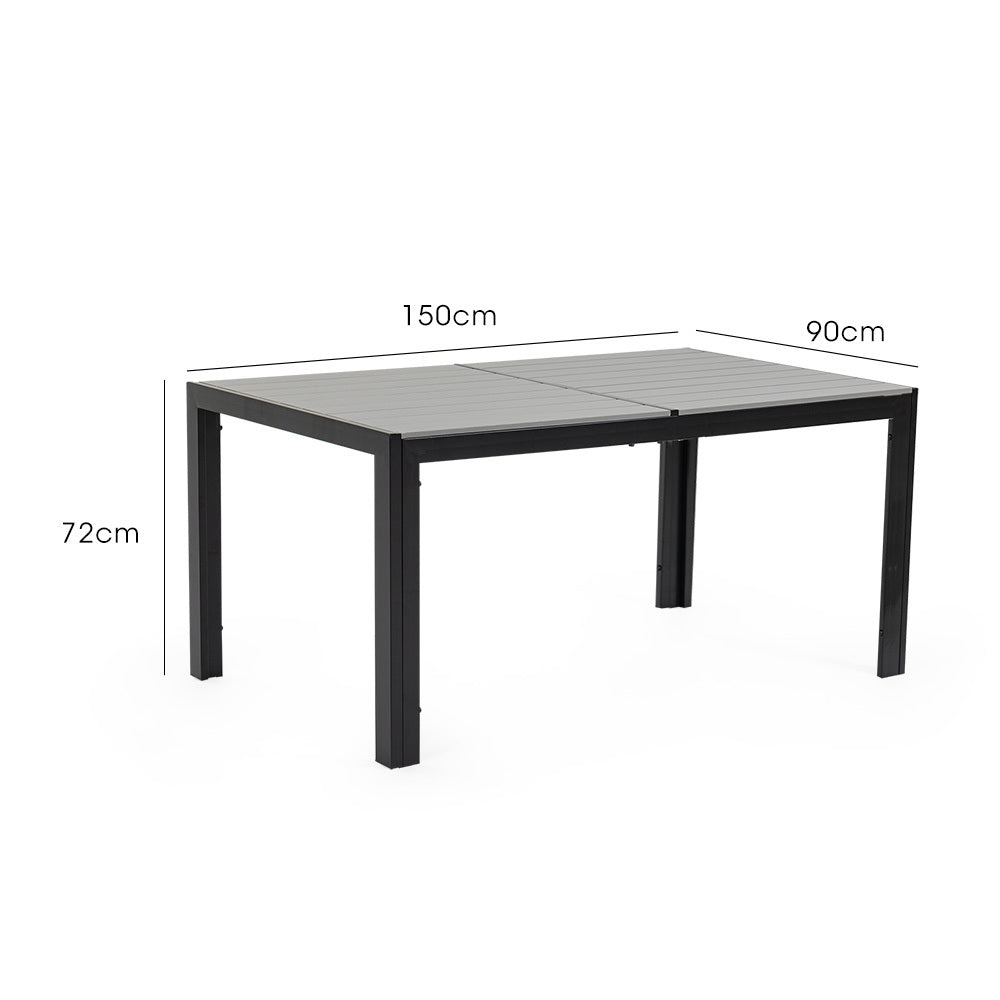 Rectangular Outdoor Dining Table 1.5x0.9m - Durable Polywood & Rust-Resistant Frame