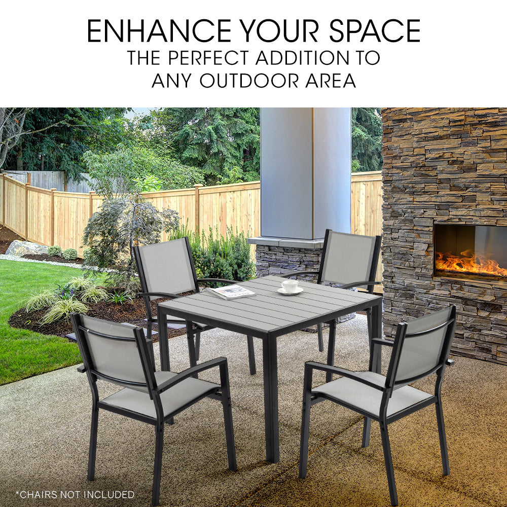 90x90cm Outdoor Dining Table with Durable Polywood Top and Rust-Resistant Frame