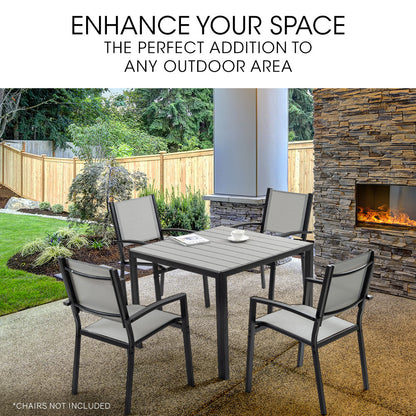 90x90cm Outdoor Dining Table with Durable Polywood Top and Rust-Resistant Frame