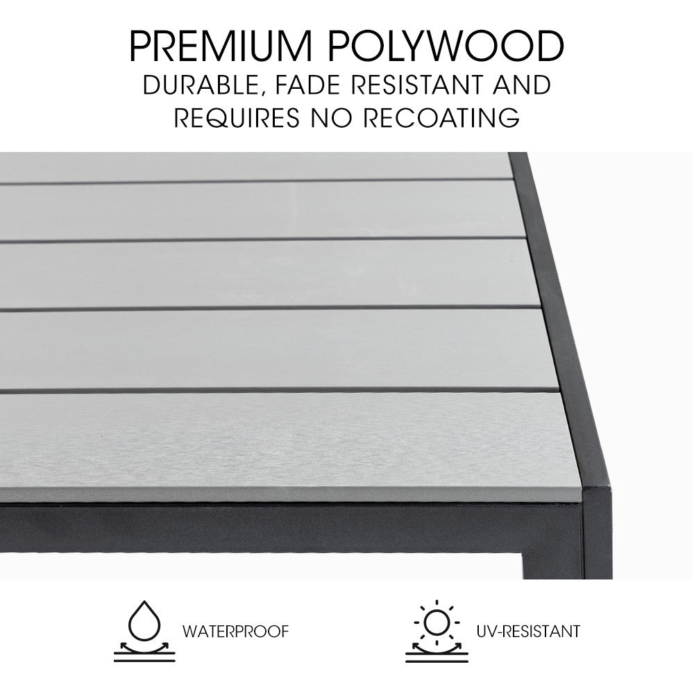 90x90cm Outdoor Dining Table with Durable Polywood Top and Rust-Resistant Frame