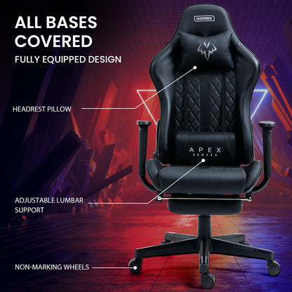 APEX Series Ergonomic Gaming Chair with Footrest & Recline, Black