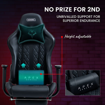 APEX Series Ergonomic Gaming Chair with Footrest & Recline, Black