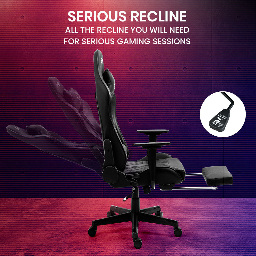 APEX Series Ergonomic Gaming Chair with Footrest & Recline, Black