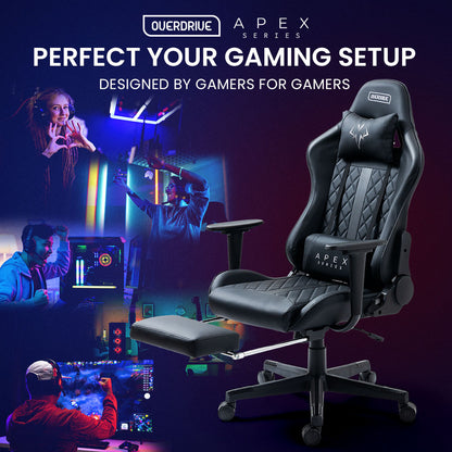 APEX Series Ergonomic Gaming Chair with Footrest & Recline, Black