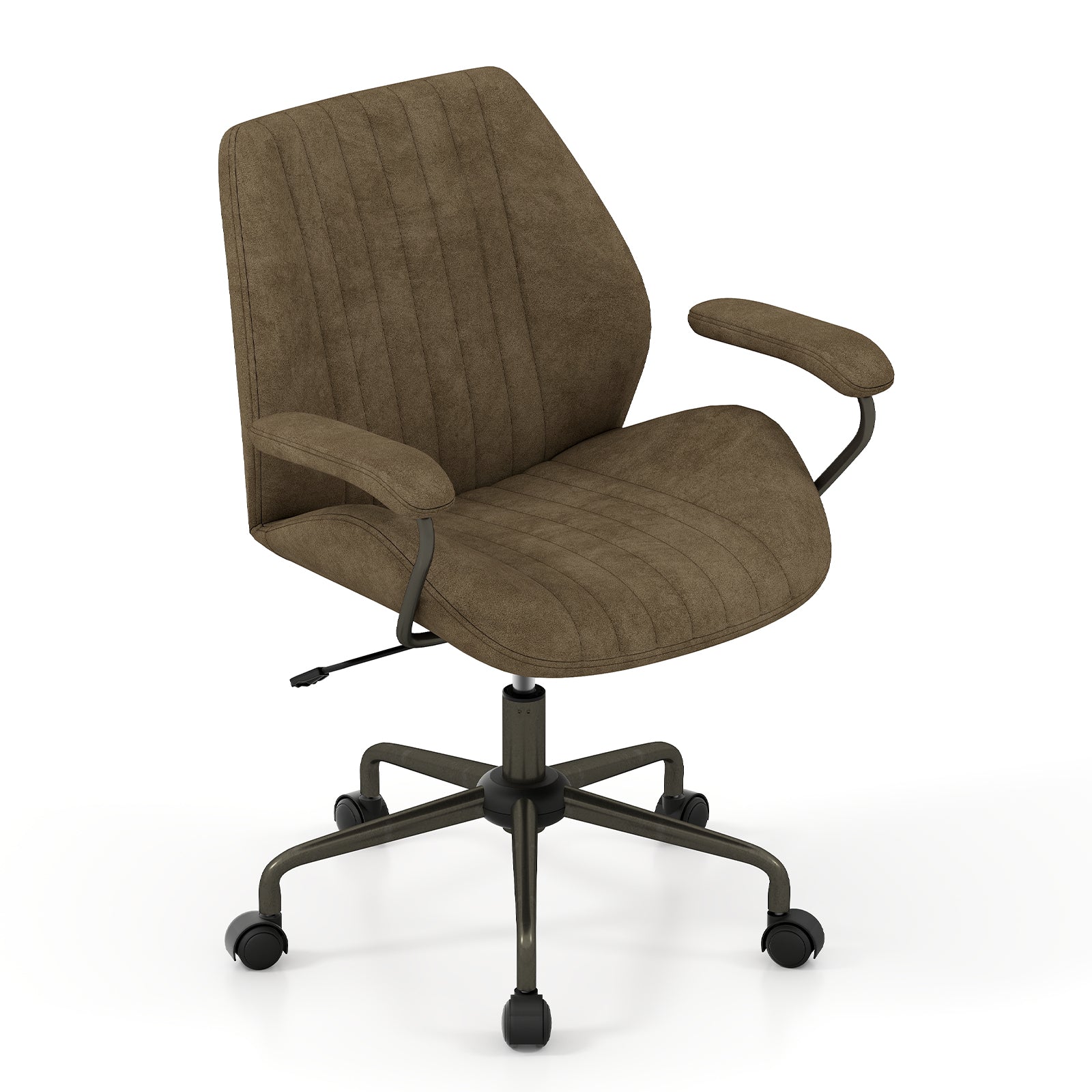 Office Chair Swivel Computer Chair Suede Fabric with Padded Arms-Olive