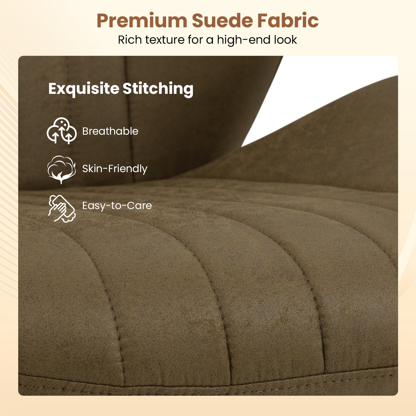 Office Chair Swivel Computer Chair Suede Fabric with Padded Arms-Olive