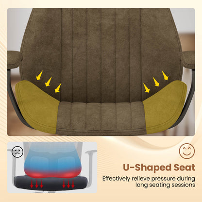 Office Chair Swivel Computer Chair Suede Fabric with Padded Arms-Olive