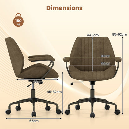 Office Chair Swivel Computer Chair Suede Fabric with Padded Arms-Olive