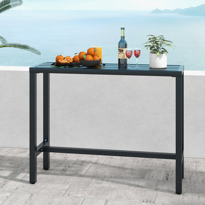 Outdoor Bar Table 120 cm Rectangle Patio Counter Height Table High Pub Table-Black-M