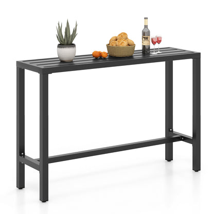 Outdoor Bar Table 140 cm Rectangle Patio Counter Height Table High Pub Table-Black-L