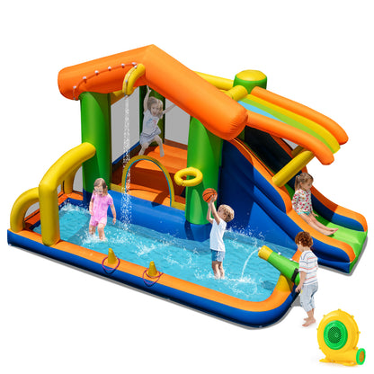 8-In-1 Outdoor Bouncy Castle with 550W Blower