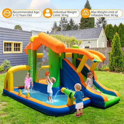 8-In-1 Outdoor Bouncy Castle with 550W Blower