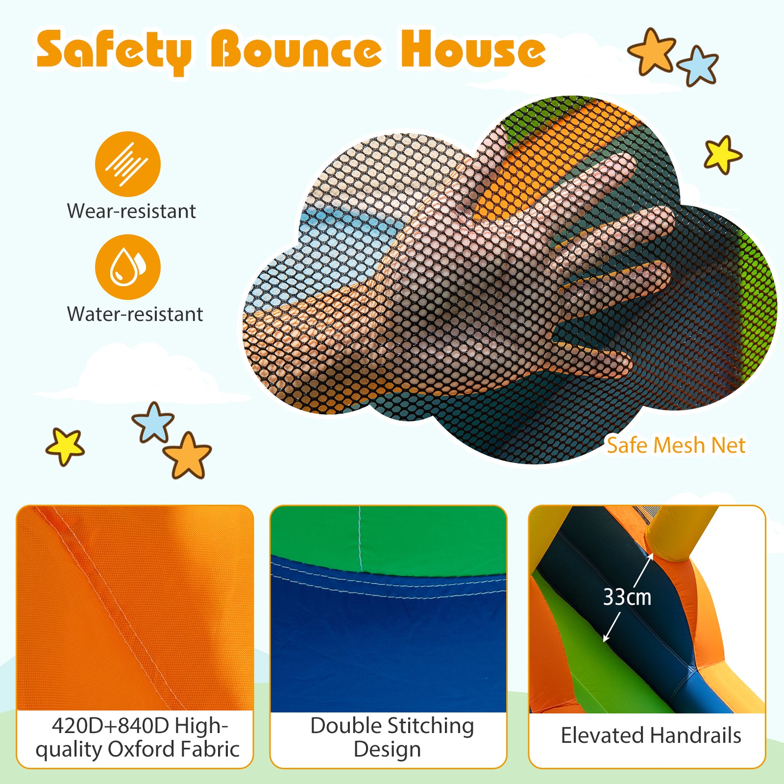 8-In-1 Outdoor Bouncy Castle with 550W Blower
