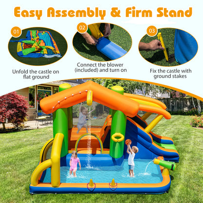 8-In-1 Outdoor Bouncy Castle with 550W Blower
