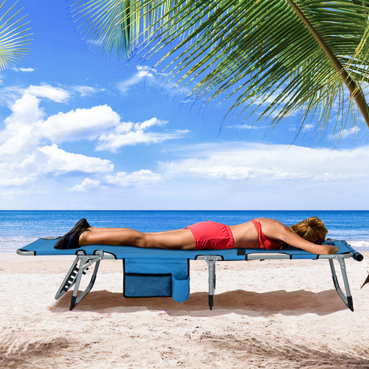 Outdoor Folding Chaise Lounge Chair 5-position Lounge Chair-Blue