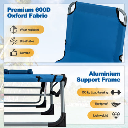 Outdoor Folding Chaise Lounge Chair 5-position Lounge Chair-Blue