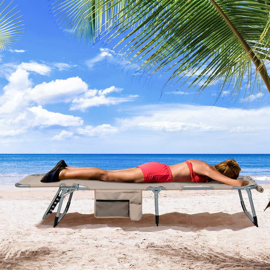 Outdoor Folding Chaise Lounge Chair 5-position Lounge Chair-Brown