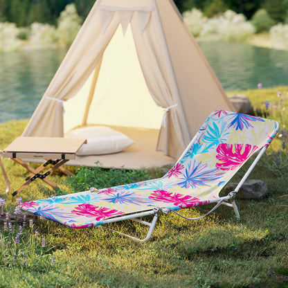 2 Pieces 5-position Outdoor Folding Chaise Lounge with Carry Strap for Patio-Multicolour