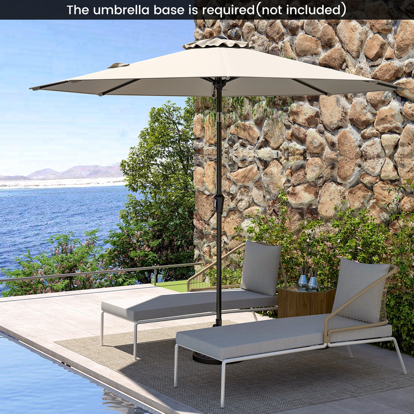 Classic Outdoor Umbrella with UV protective and water-proof for Patio/Yard-Beige