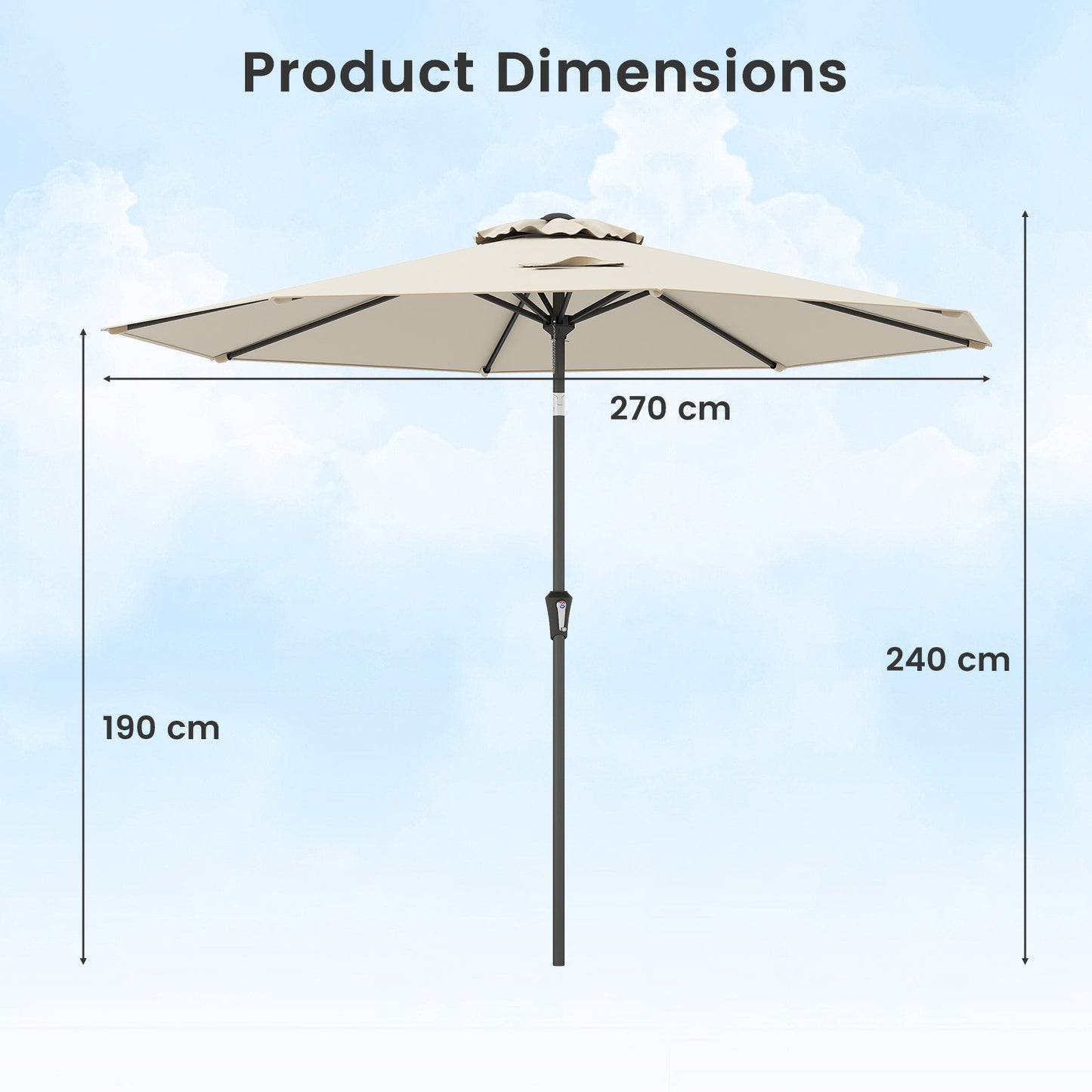 Classic Outdoor Umbrella with UV protective and water-proof for Patio/Yard-Beige