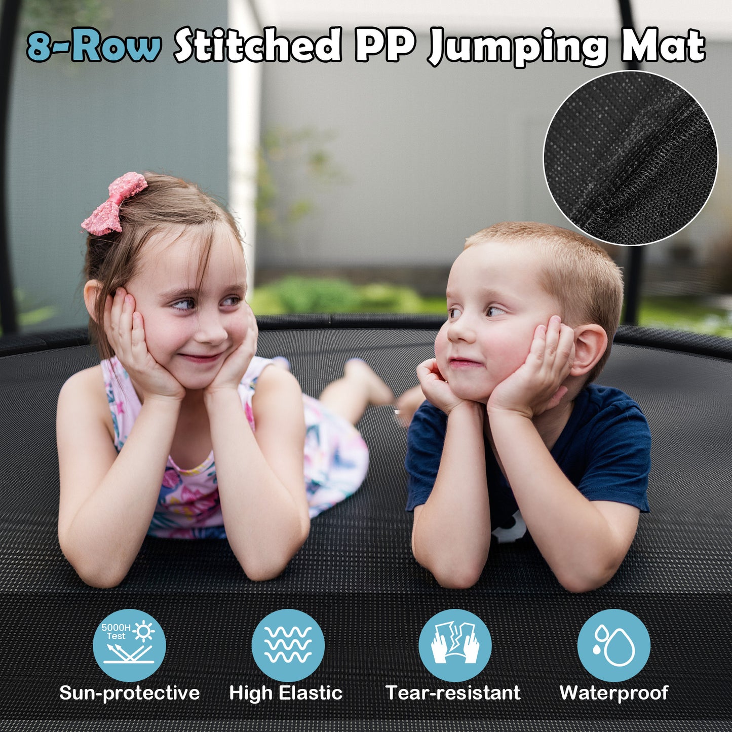 Outdoor Heavy-Duty Recreational Trampoline with Safety Enclosure Net-Black