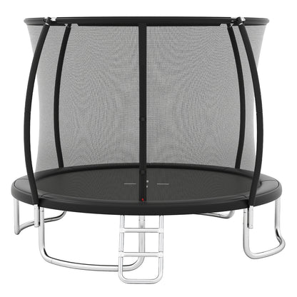 Outdoor Heavy-Duty Recreational Trampoline with Safety Enclosure Net-Black