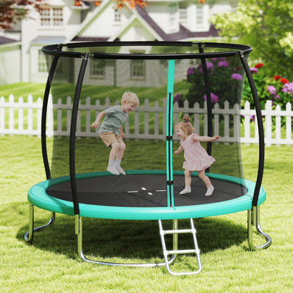 Outdoor Heavy-Duty Recreational Trampoline with Safety Enclosure Net-Green