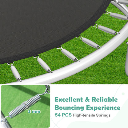 Outdoor Heavy-Duty Recreational Trampoline with Safety Enclosure Net-Green