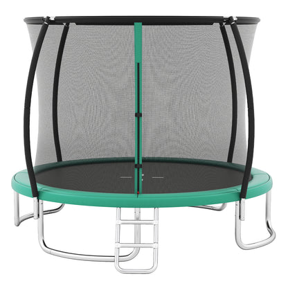 Outdoor Heavy-Duty Recreational Trampoline with Safety Enclosure Net-Green