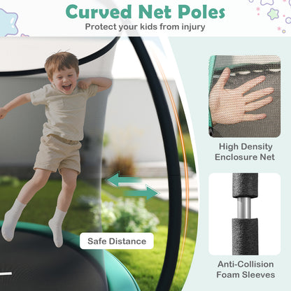Outdoor Heavy-Duty Recreational Trampoline with Safety Enclosure Net-Green