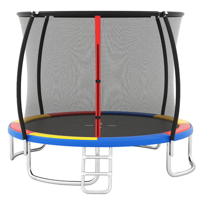 Outdoor Heavy-Duty Recreational Trampoline with Safety Enclosure Net-Multicolour