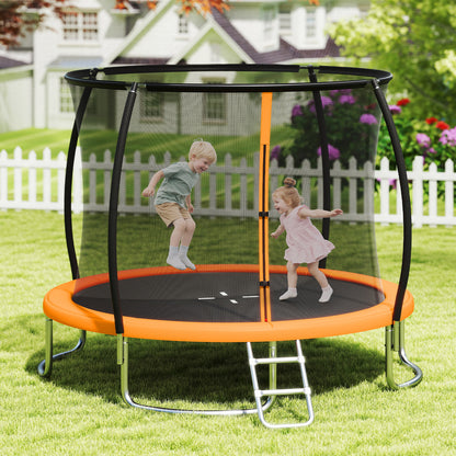Outdoor Heavy-Duty Recreational Trampoline with Safety Enclosure Net-Orange